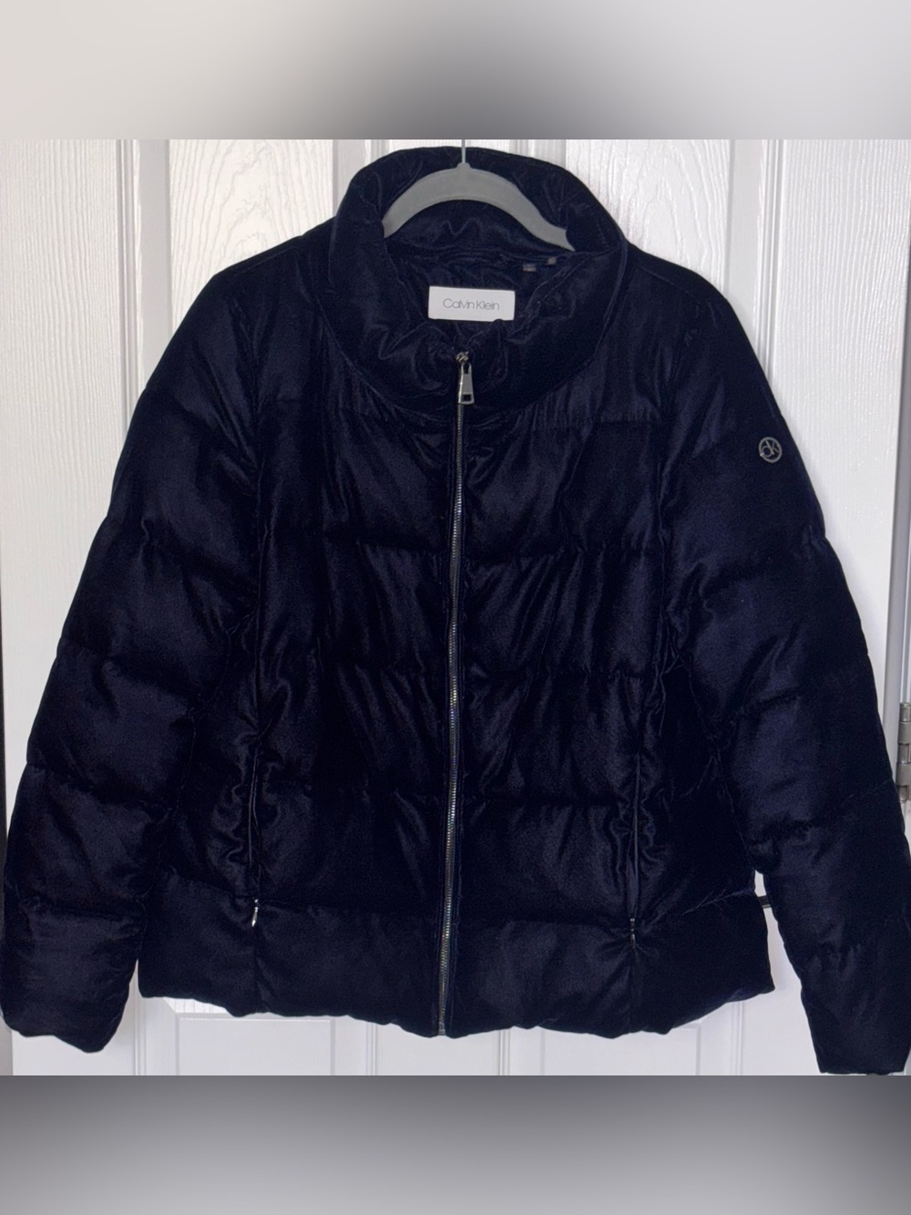 Calvin Klein Women's Navy Velvet Puffer Jacket